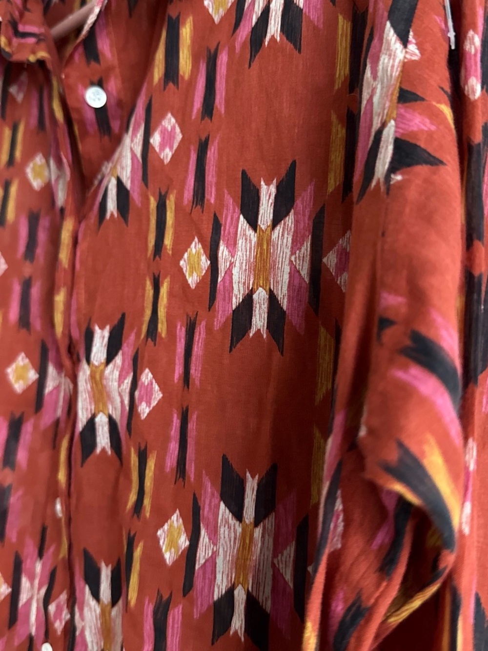 Hartford Red Multi-Color Aztec-Pattern Button-Down Shirt - Picture 5 of 6